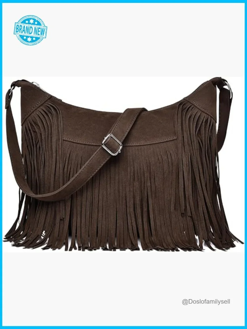 Vintage Suede Fringe Hobo Bag Crossbody Tassel Shoulder Purse Western Cowgirl